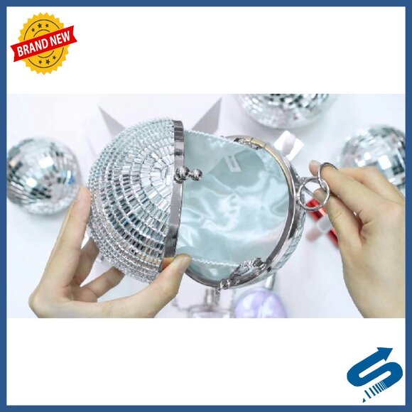 Sparkling Rhinestone Evening Clutch Bag Compact 4.92 Inch Party Accessory